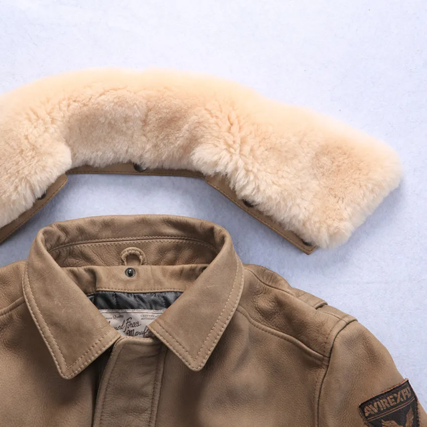 Летная куртка мужская куртка из натуральной кожи с меховым воротником из натуральной коровьей кожи кожаная куртка-бомбер мужская зимняя кожаная куртка