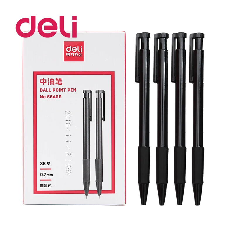Черная шариковая ручка Deli для прессования 1 шт. 0 7 мм пластиковая гелевая