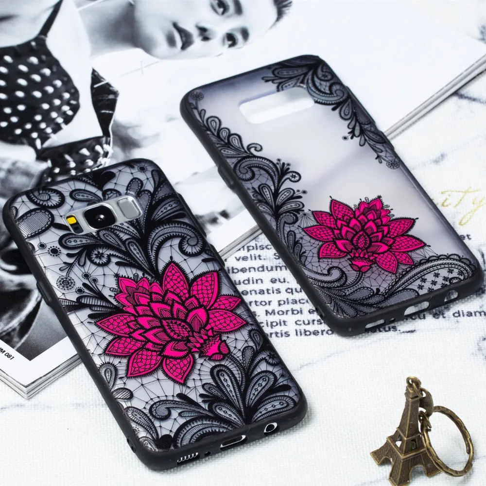 Sexy Floral Case For Samsung S8 Plus Cover Galaxy S9 fashion Hard PC+TPU |