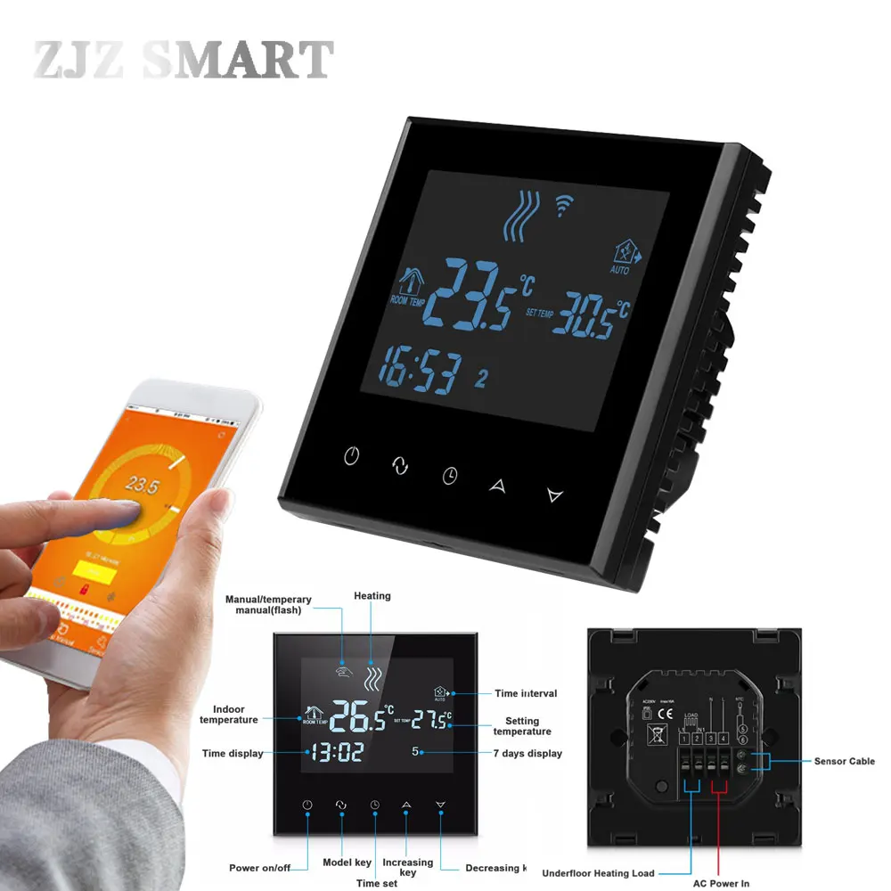 Wifi термостат TouchscreenProgrammable бойлер ВКЛ и ВЫКЛ контроль газового котла сухой