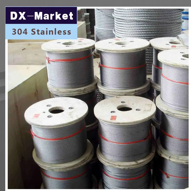 

6mm , 5meter/lot , 7*19 , 304 stainless steel wire rope , pulling rope Mold Fishing rope