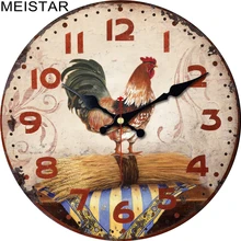 MEISTAR винтажные петух дизайнерские настенные часы для балкона Гостиная Декор для кухни Часы с животным Ретро часы искусственные horloge murale