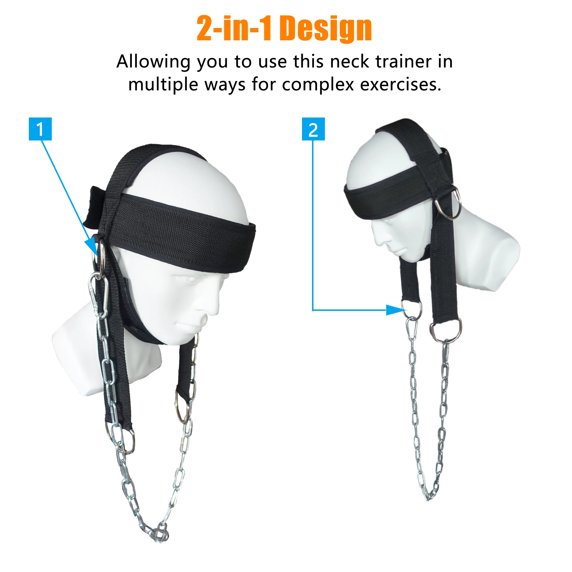  Head Neck Lifting Strap with Chain Adjustable Head Harness Neck Trainer for Home Gym Weightlifting 