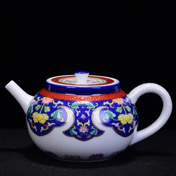 

Jingdezhen Gold Line Ceramic Enamel Xi Shi Teapot Kung Fu Jin Jun Mei Green Tea Set Porcelain Home Single Pot Teaware