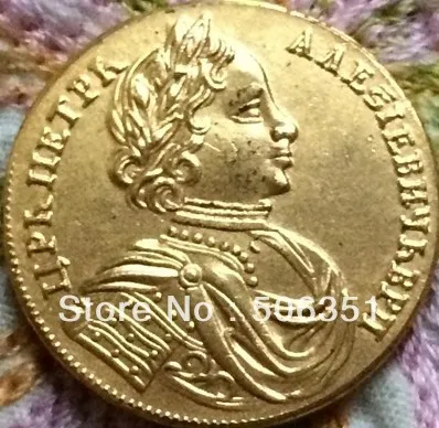 

24K gold-plated 1714 russian coins 2 Ducat copy 100% coper manufacturing
