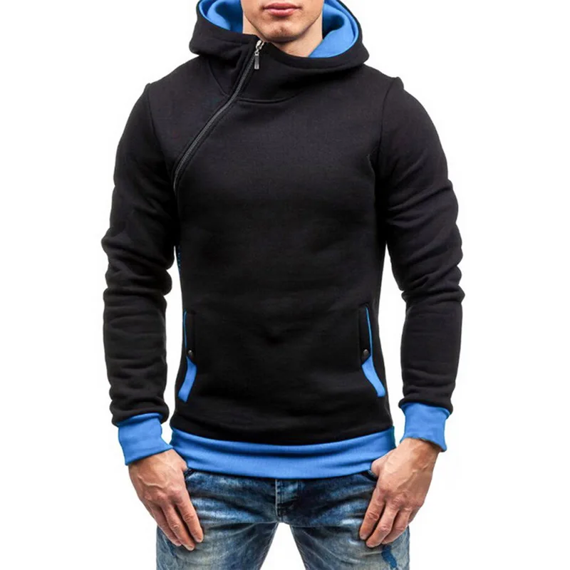 

CYSINCOS Side Zipper Hoodies Men Cotton Sweatshirt Spring Patchwork Print Sportswear Slim Pullover Tracksuit Hip Hop Streetwear