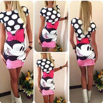 

Cartoon Print Mini Vestidos 2018 Summer Style Plus Size Casual Dresses Party Sexy Bandage Bodycon Ladies Dress Women's Dresses