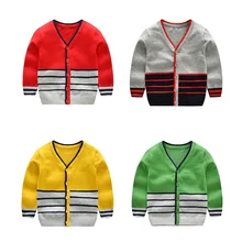 2018 Winter Kids Cardigan Sweater V-neck Casual Knitted Cardigan Stripe Baby Boy Knitted Cardigan Infantil cardigan jones cardigan