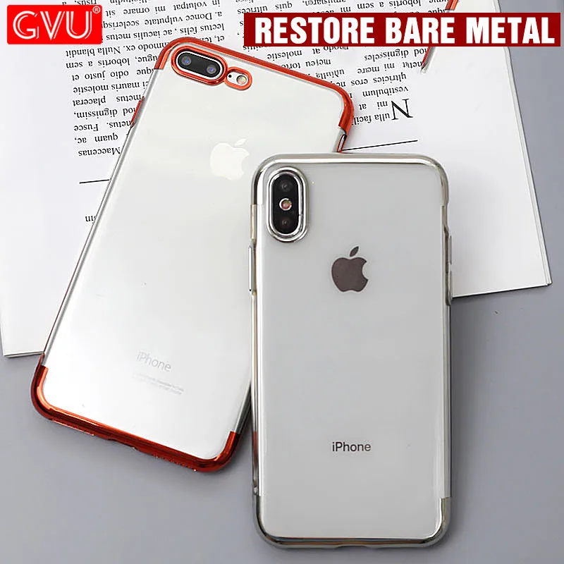 

Soft Silicon Transparent Cover Case For iPhone 8 7 6 6S Plus Ultra Thin For iPhone X XS XR XS MAX Plating TPU Protective Shell