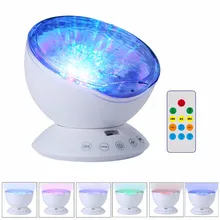 Lumiparty дистанционного управления волны океана проектор 12 LED 7 цветов ночник с мини музыкальный плеер для гостиной и спальни