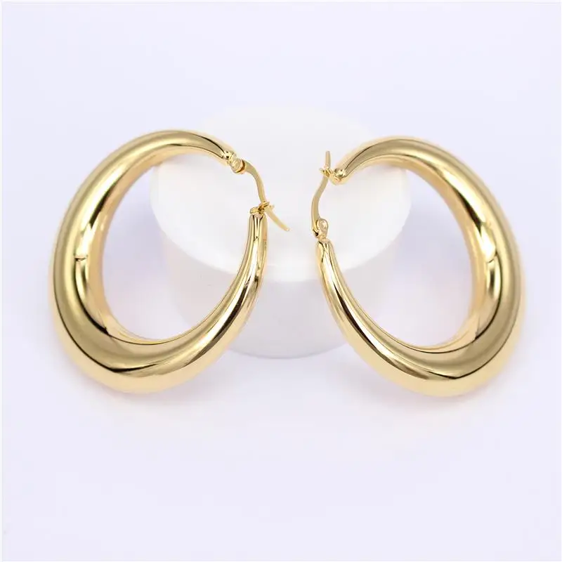 MGUB, два цвета, золотой цвет, женский подарок, распродажа, модное ювелирное изделие, нержавеющая сталь, женские круглые необычные серьги-кольца HY1 - Окраска металла: Gold color 38mm