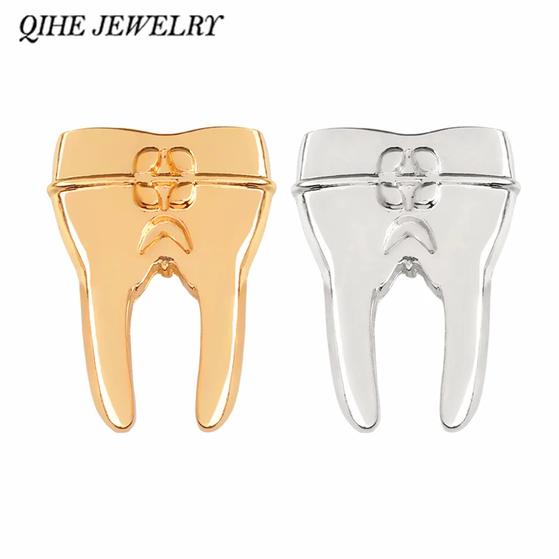 

QIHE JEWELRY Gold Silver Tooth Pin Brooches Medical Jewelry Dentist Jewelry Gift for Doctors Nurse Medical Students