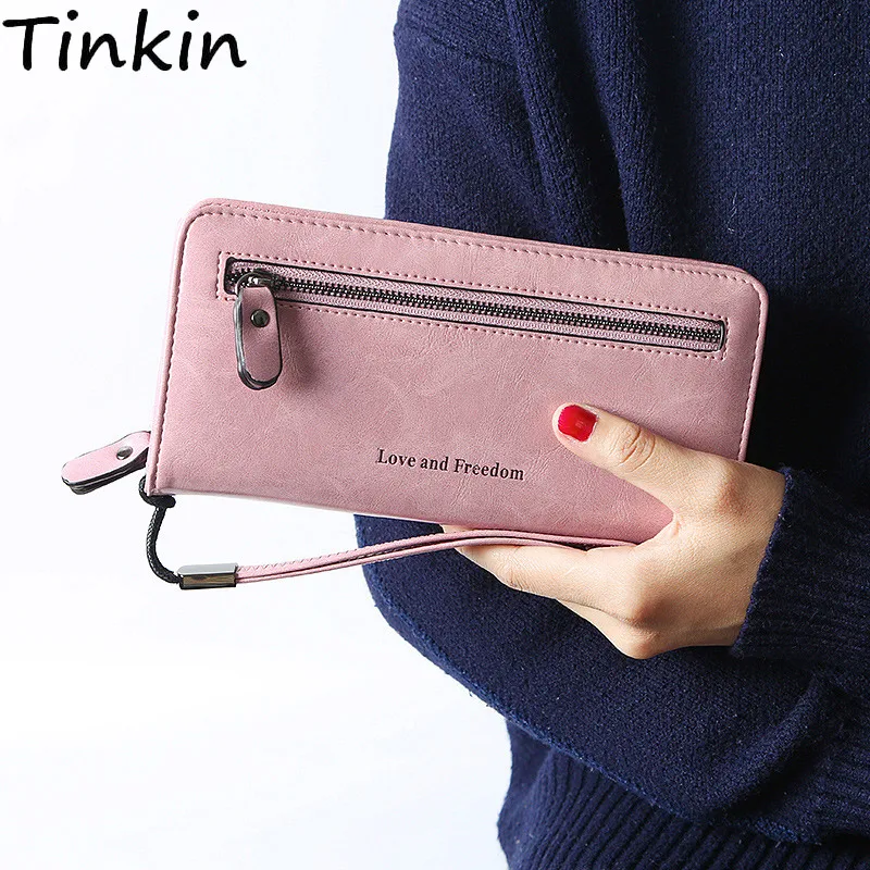 Tinkin винтажный женский кошелек из искусственной кожи с принтом букв женский кошелек длинный кошелек