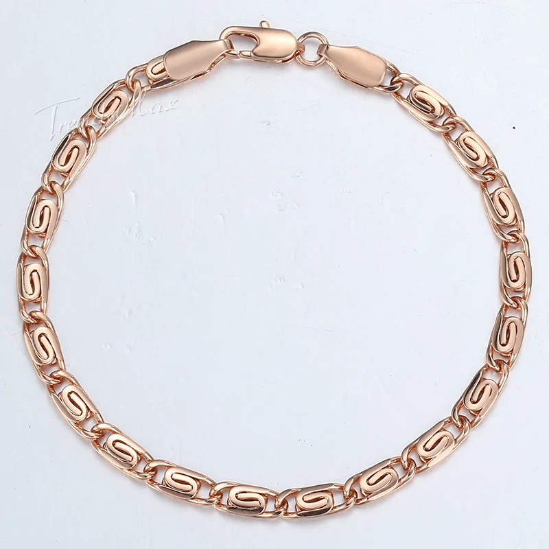 

585 Yellow White Rose Gold Filled Womens Bracelet Chain Snail Link 5mm 18cm-25cm GB179