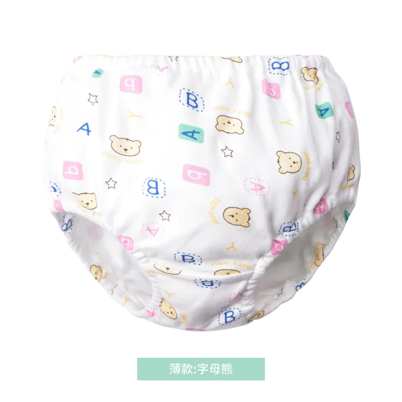 0-7Y Baby Girls Panties Toddler Boys Underwears Infant Cotton Training Reusable Nappy Washable Diapers Cover Cartoon Bread Pants - Цвет: 01