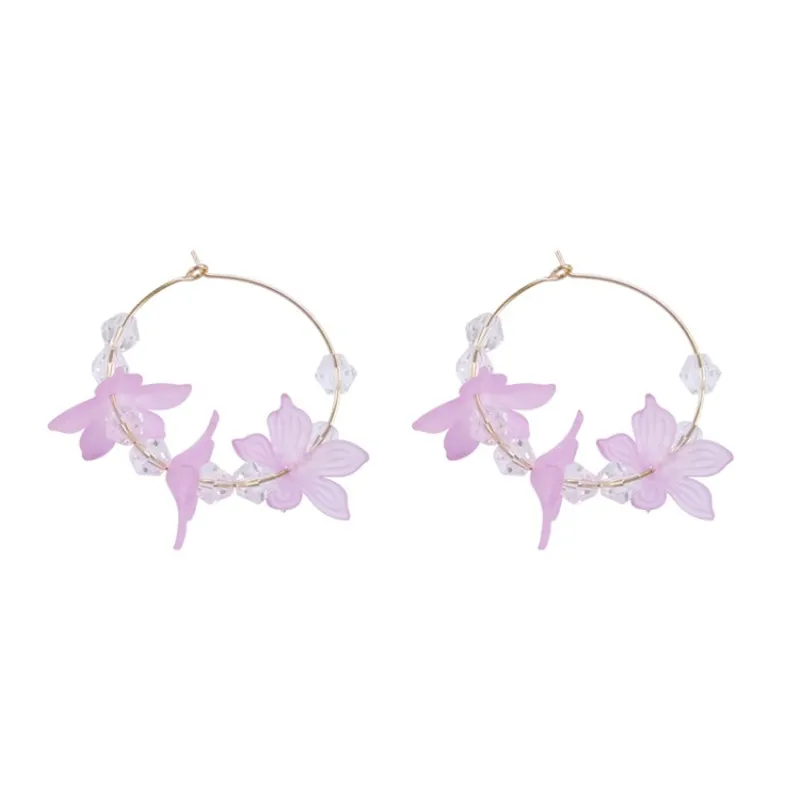 

Fashion New Designs Jewelry Flower With Clear Bead Earrings For Women