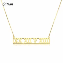 Массивное персонализированное Очаровательное ожерелье с именами пар на заказ с римскими цифрами, золотое ожерелье с подвеской в виде даты