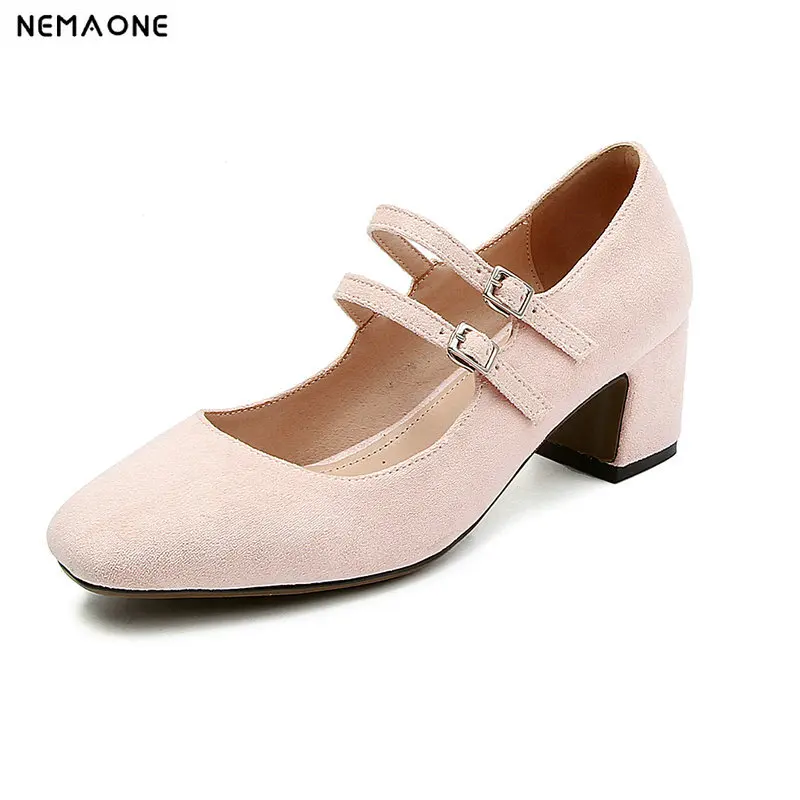 

2019 The New Fashion Square Toe Dress Lazy High Heel Ladies Shoes Square 5.5cm High Heel Woman Pumps Large Size 42 43