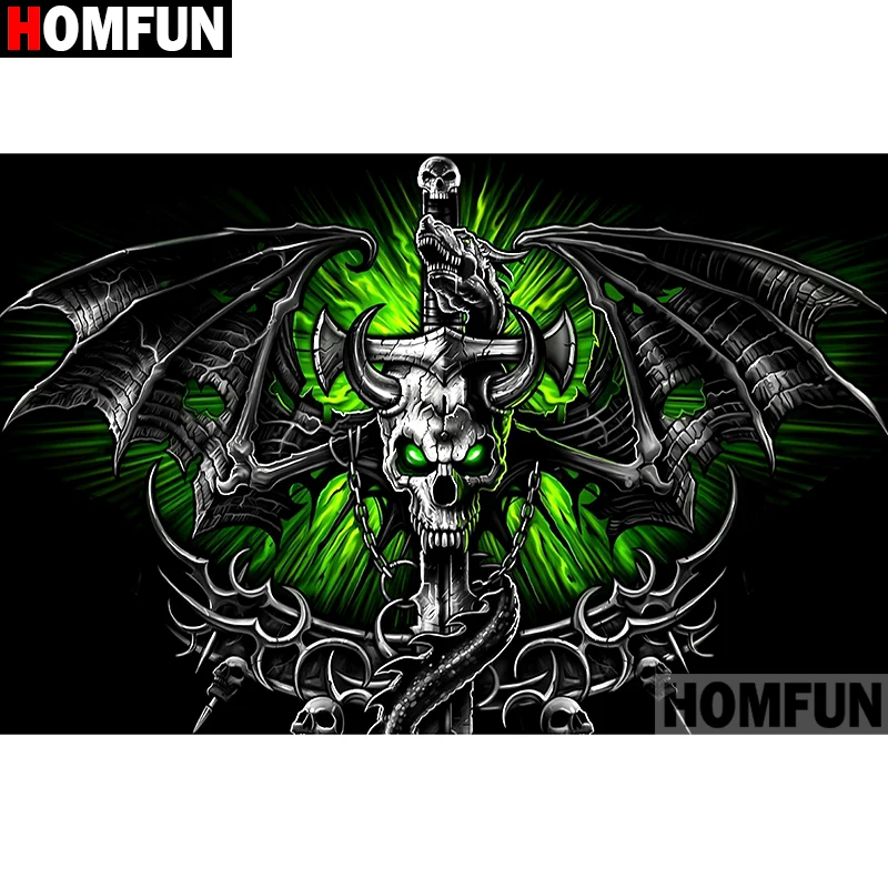 

HOMFUN Full Square/Round Drill 5D DIY Diamond Painting "skull" Embroidery Cross Stitch 5D Home Decor A09292