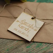 50pcs Personalized Customized Arrow Wooden Wood Gift Wrapping Invitation Card Tags Wedding Party Decorations DIY Favors