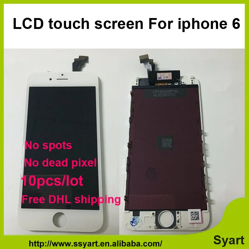 

10pcs White color No Dead Pixel Grade AAA 4.7 inch LCD Screen Display Digitizer touch digizel lcd Complete Assembly For iPhone 6