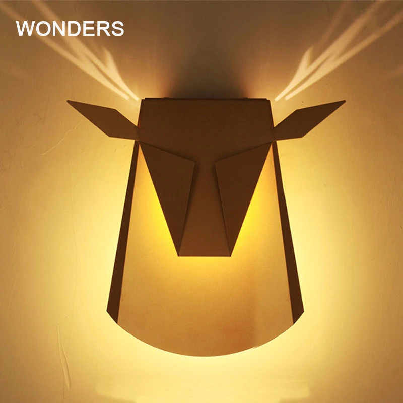 Nordic creative dear head wall lamp living room restaurant aisle cafe iron personality bedroom bedside Ngau Tau wall light Nordic creative dear head wall lamp living room restaurant aisle cafe iron personality bedroom bedside Ngau Tau wall light