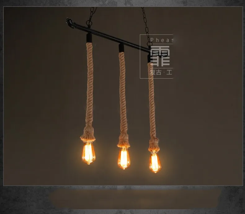Старинные трубы пеньковая веревка Подвесные светильники DIY подвеска дизайн деревенский светильник Лофт промышленный домашний Декор Ретро подвесные светильники