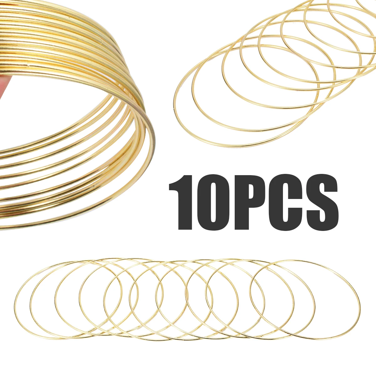 10pcs Gold Dream Catcher Dreamcatcher Material Metal Rings Hoops Dreamcatcher Accessory For DIY Handmade Wicker Crafts 2.8*150mm