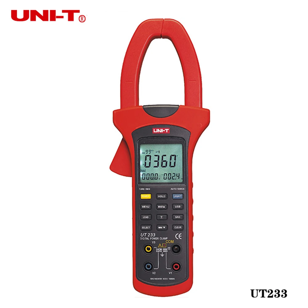 

UNI-T UT233 LCD Clamp Digital Multimeter Voltage Ammeter Frequency Tester 3-phase Power Clamp Meter 1000A 600V Power factor