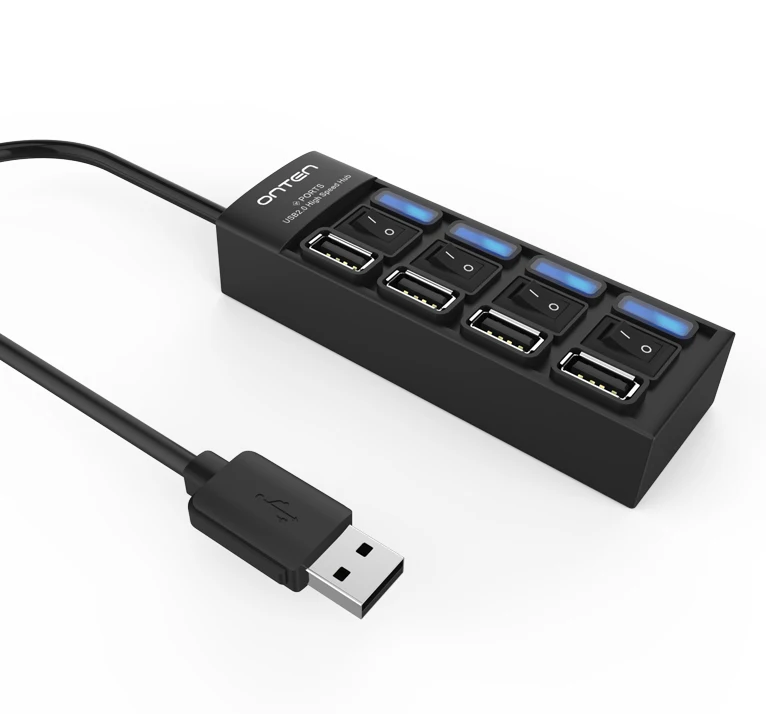 4 Port USB 2.0 Hub with Individual Power Switches and LEDsin USB Hubs from Computer & Office on