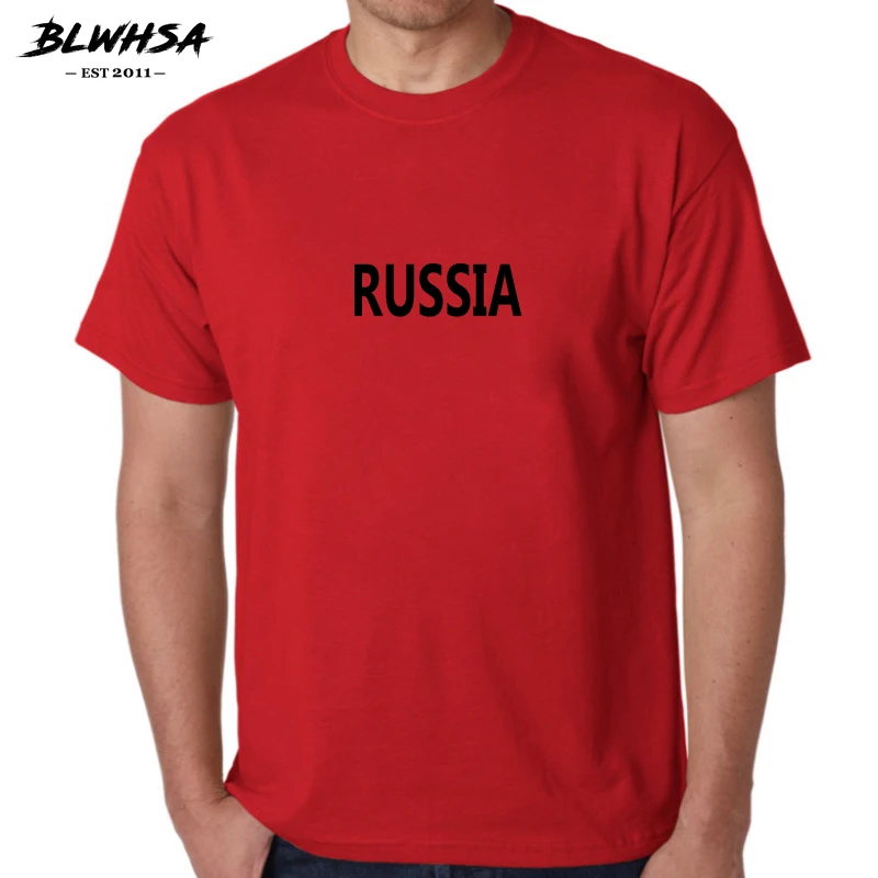

BLWHSA Russia T Shirt For Men Printed Casual Short Sleeve 100% Cotton Brand Summer T-shirts Funny Fans Tops Tees
