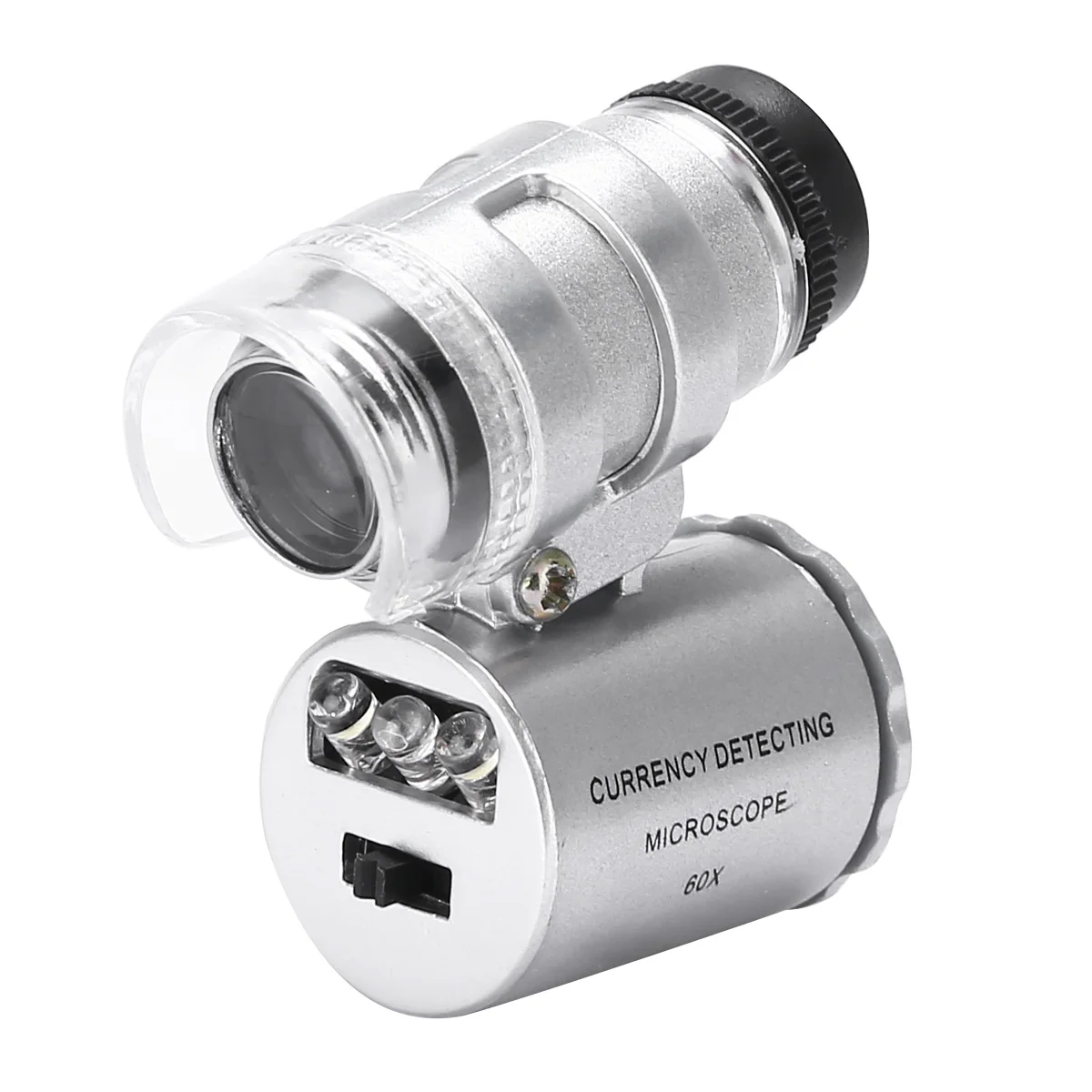 Small LED UV Magnifier Pocket Microscope for Industrial Circuit Board Jewelery Glass 60x Magnifier Jeweller Loupe with LED Light