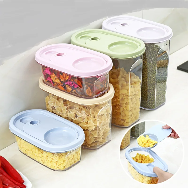 Kitchen with spoon Food Storage Box Storage Tank Airtight Plastic