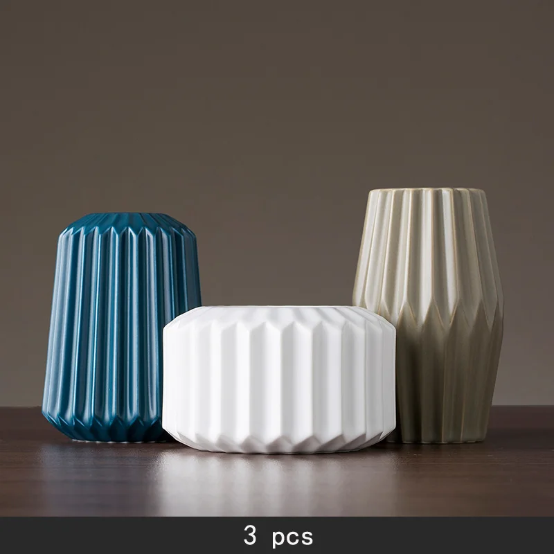 Европейская керамическая ваза с геометрическим орнаментом оригами, домашний декор, искусство и ремесла, ваза для цветов, Мини Настольные вазы, свадебные украшения, аксессуары - Цвет: 1 set