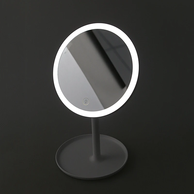 Press Table Lamp Led Mirror With Light Circular Makeup Mirror Round Shape Rotating Cosmetic Mirror Stand Magnifier Dressing Mi