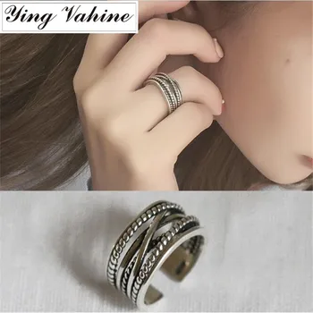 

Antique Silver 925 Multilayer Rings for Women Female Finger Ring