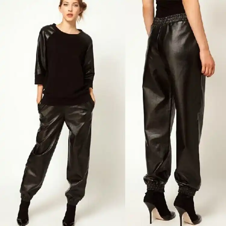 leather baggy trousers