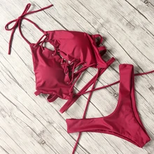 Bikini 2019 Cross Bandage Sexy Swimwear Women Backless Swimsuit Thongs Bikini Set Low Waist Swimsuit Brazilian