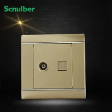 home champagne one IPTV SetTop Box TV outlet and one telephone RJ11 4p wall switch socket