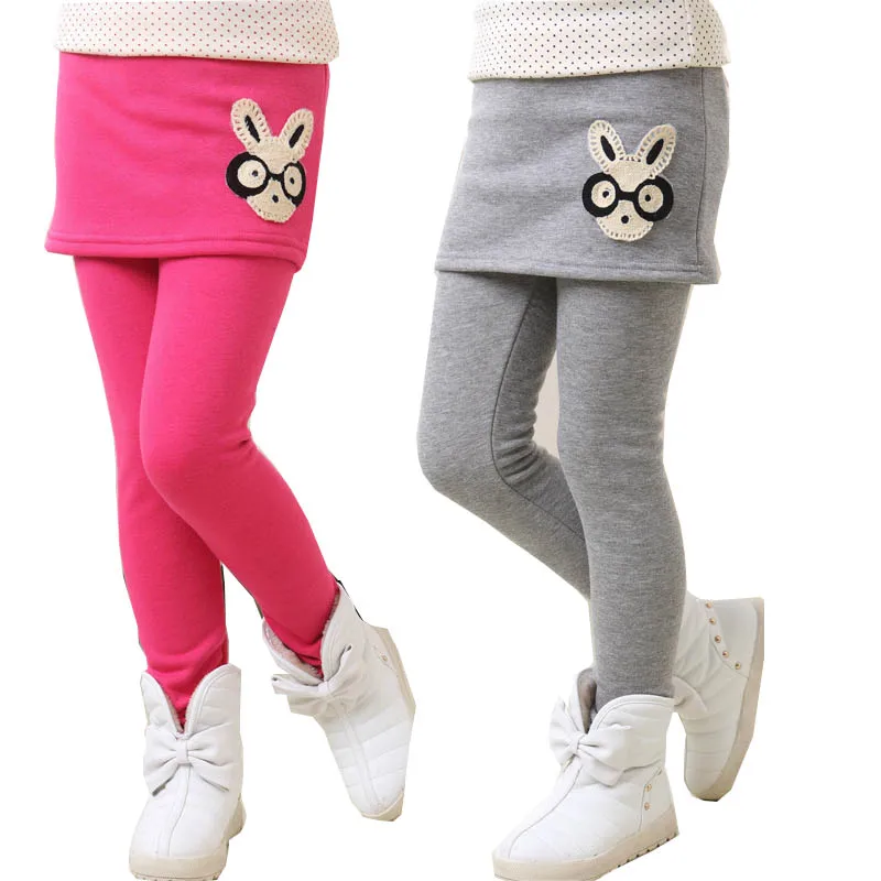 Tanie Legginsy dla dziewczynek spodnie zimowe spodnie dla dzieci dziewczyny zimowe legginsy polarowe ciepłe fałszywe dwa kawałki culotte dzieci podzielona spódnica