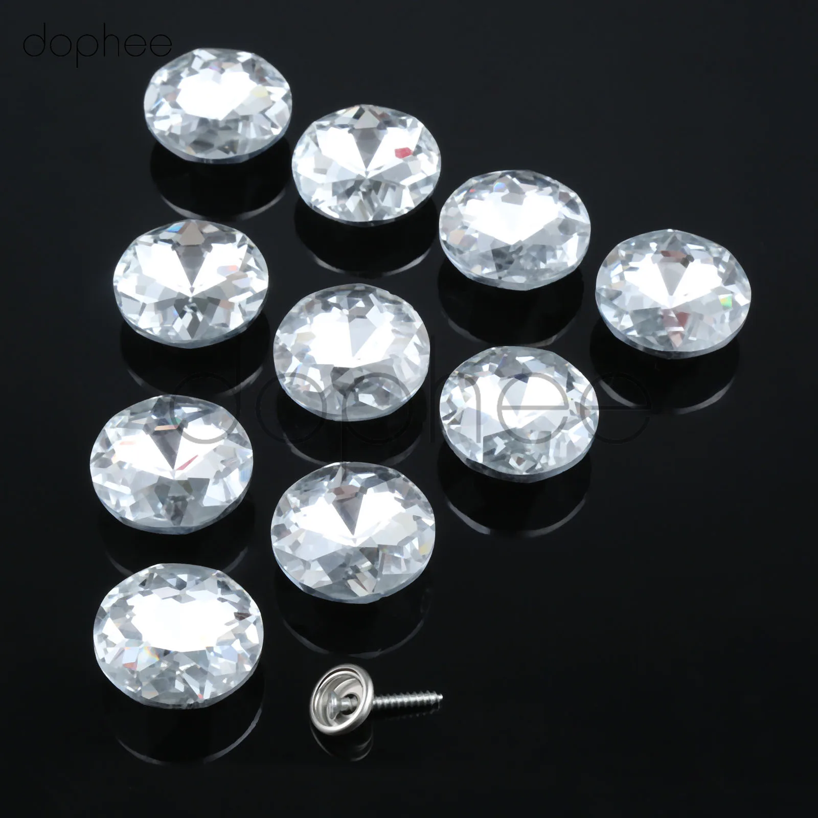 

dophee 10pcs 30mm Diamond Pattern Crystal Upholstery Nails Button Rhinestone Round Buttons Sewing Sofa DIY Buttons Accessories