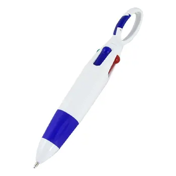 

5X White Blue Plastic Barrel Multicolor 4 in 1 Ballpoint Pen for Students