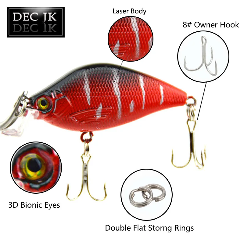 1PCS Fishing Lures 6.5CM-8.4G-8# Hooks Crankbait Wobbler Crankbaits Pesca Artificial Hard Bait Peche Pike 3D Eyes Fish Swimbait  (2)