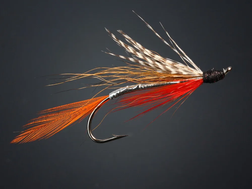 40 шт. лосось один мух черный/оранжевый морской лосось Приманки на форель для ловли нахлыстом