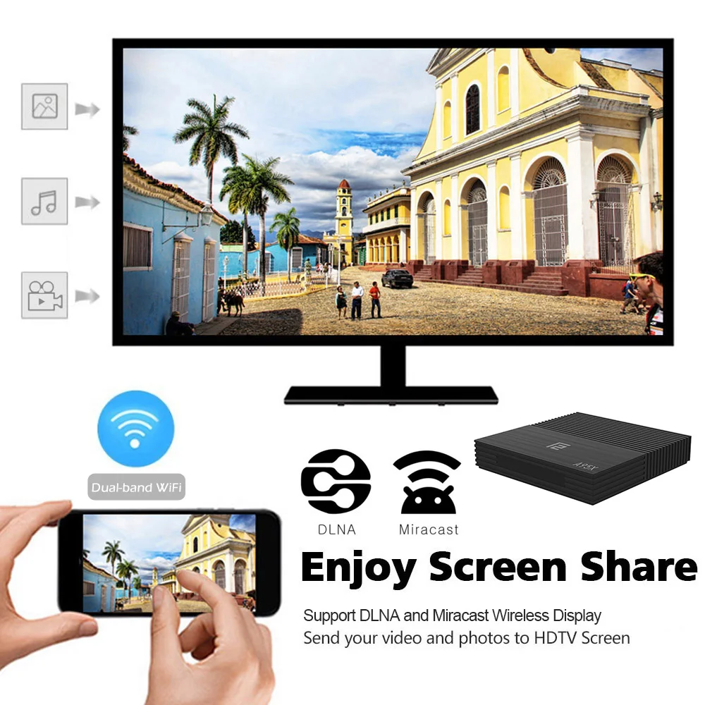 ТВ приставка A95X F2 для Smart TV Android 9 0 четыре ядра H.265 4K 4 Гб 32/64 ГБ 2 4G/5G Wi Fi HD медиаплеер