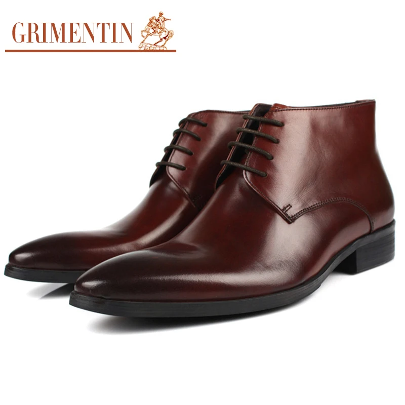 2017 Echtem Leder Stiefeletten Schuhe Luxus Mode brown Black Hochzeit Herren Aus Marke Neue Männer Grimentin Komfortable 5qUwA08n