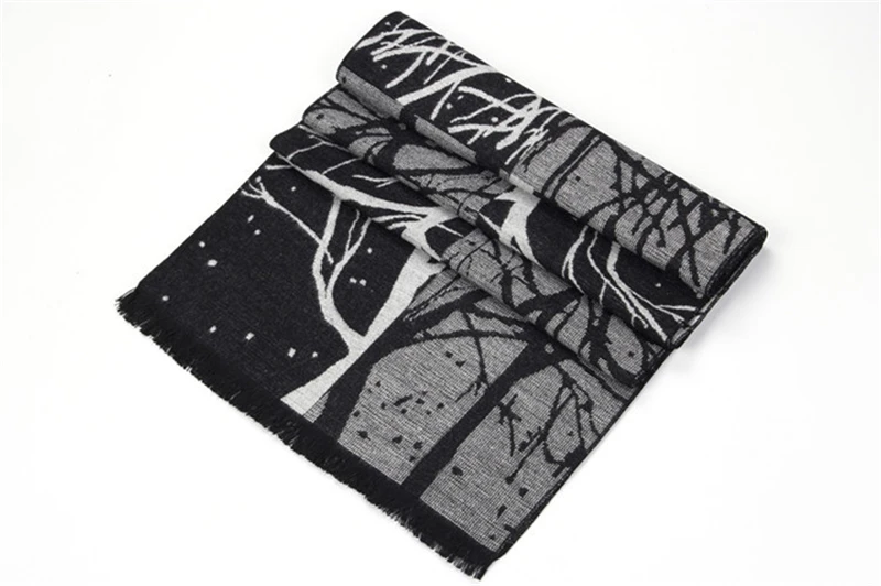 men wearing scarves 180x30cm Christmas Tree Branch Jacquard Male Scarf Winter Modal Brushed Men Wrap Shawls Man Warm Cashmere Scarves As Gift YG326 mens blanket scarf