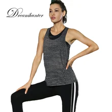 Женский спорт, Фитнес Майка быстросохнущая Свободная Повседневная без рукавов жилет для бега, спортзала одежда для йоги Женская футболка спортивная одежда
