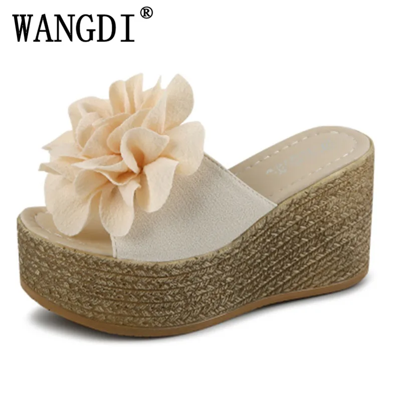 summer women mules clogs wedge sandals garden shoes handmade artifical pearl slippers jelly color casual original beach sandals