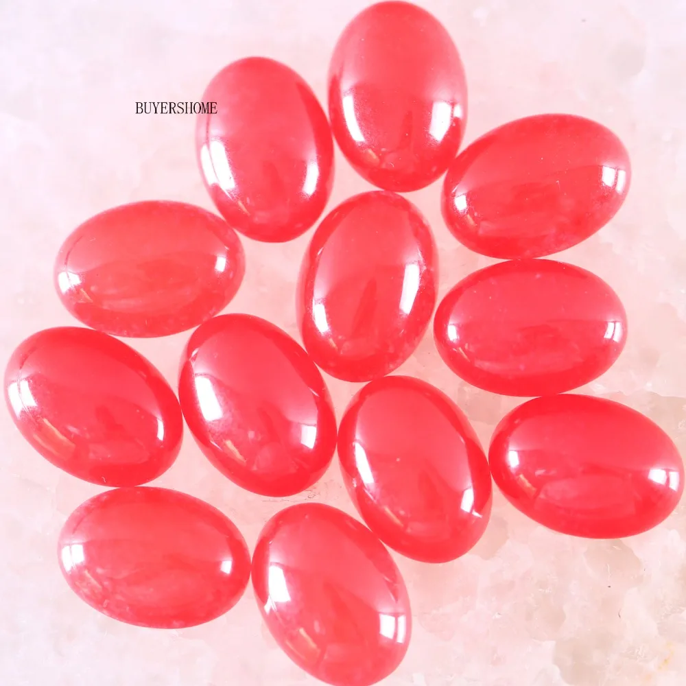 

For Jewelry Making Necklace Pendant Bracelet Earrings 18x13MM Oval Natural Stone Bead Red Jad CAB Cabochon 10Pcs K1597